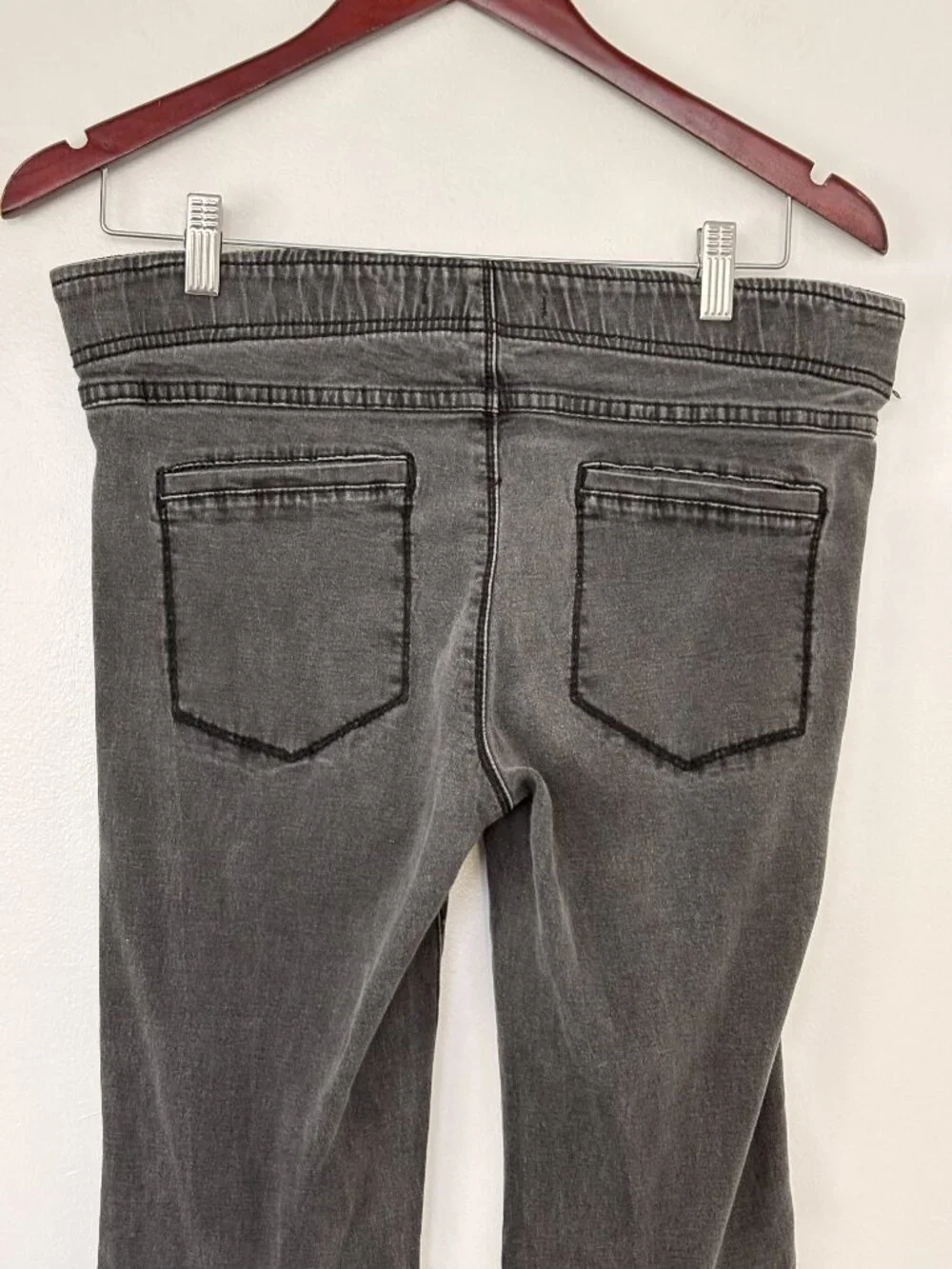 Free People We The Free Penny Pull-On Flare Jeans Washed Black Low Rise Size 31